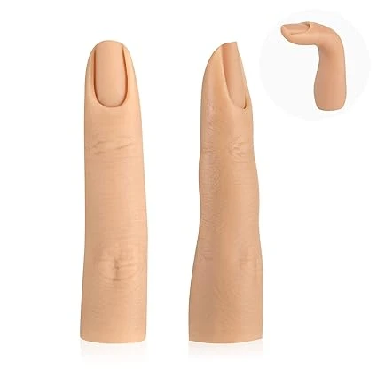 2 Pieces Silicone Nail Training Finger Bendable Fake Training Finger Silicone Practice Finger for Acrylic Nail Silicone Nail Practice Hand, for Nails Practice, DIY Nails, Nail Art